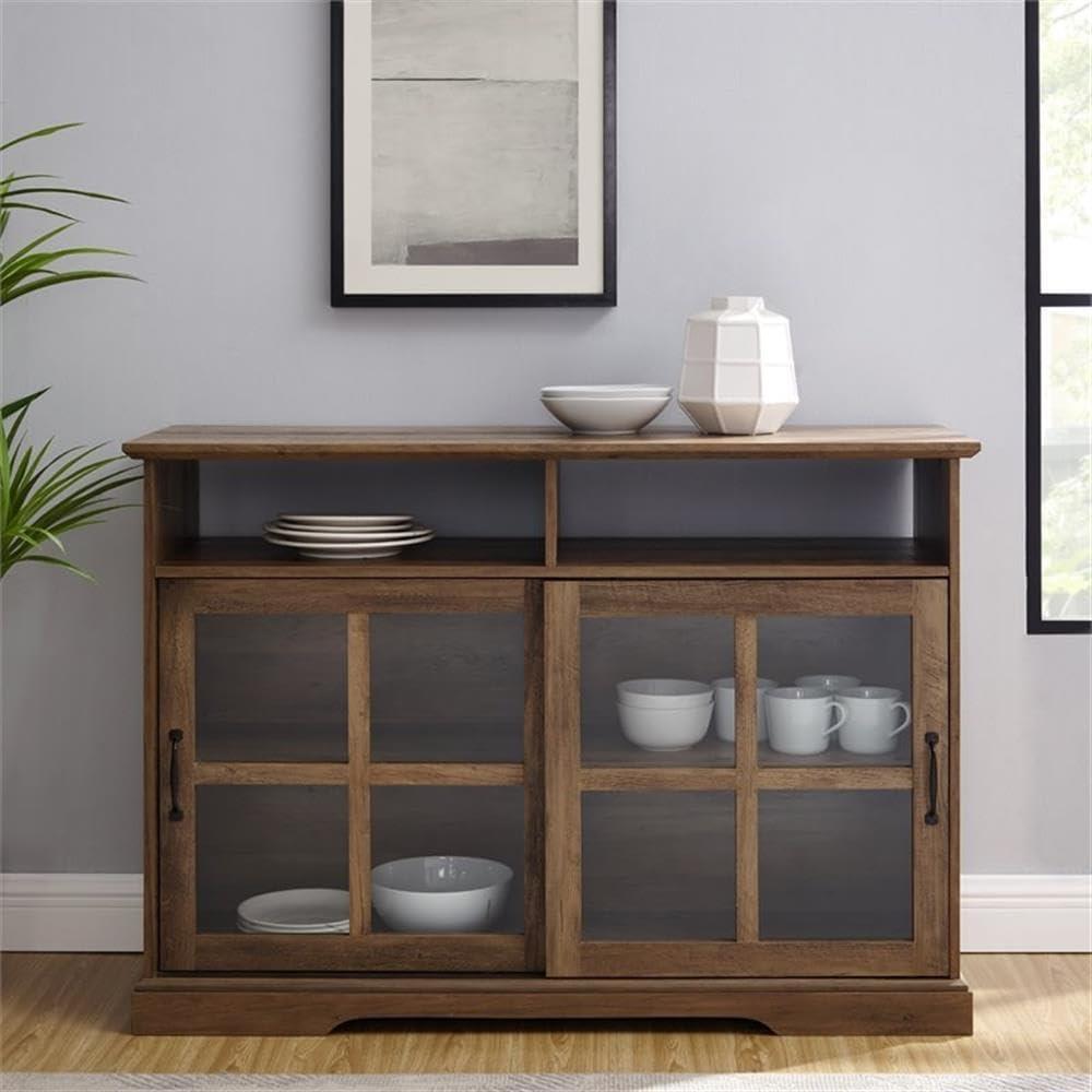 Boden 48" Sliding Glass Door Sideboard in Rustic Oak