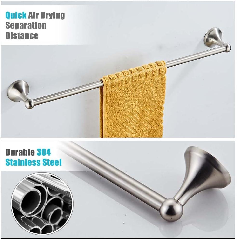 4 Piece Bathroom Accessory Set(Adjustable Towel Bar, Towel Ring, Toilet Paper Holder,Towel Hook), Wall Mounted Bathroom Hardware Accessories Set,Brushed Nickel