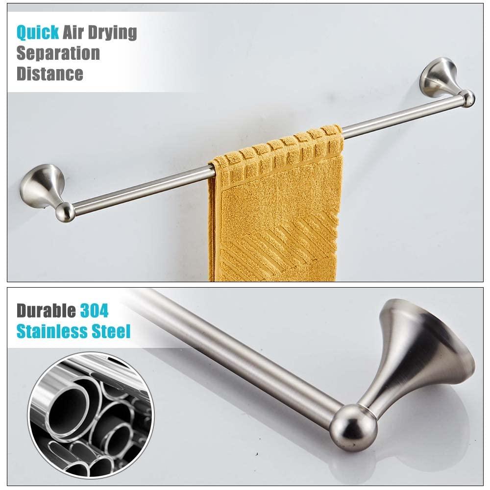 4 Piece Bathroom Accessory Set(Adjustable Towel Bar, Towel Ring, Toilet Paper Holder,Towel Hook), Wall Mounted Bathroom Hardware Accessories Set,Brushed Nickel