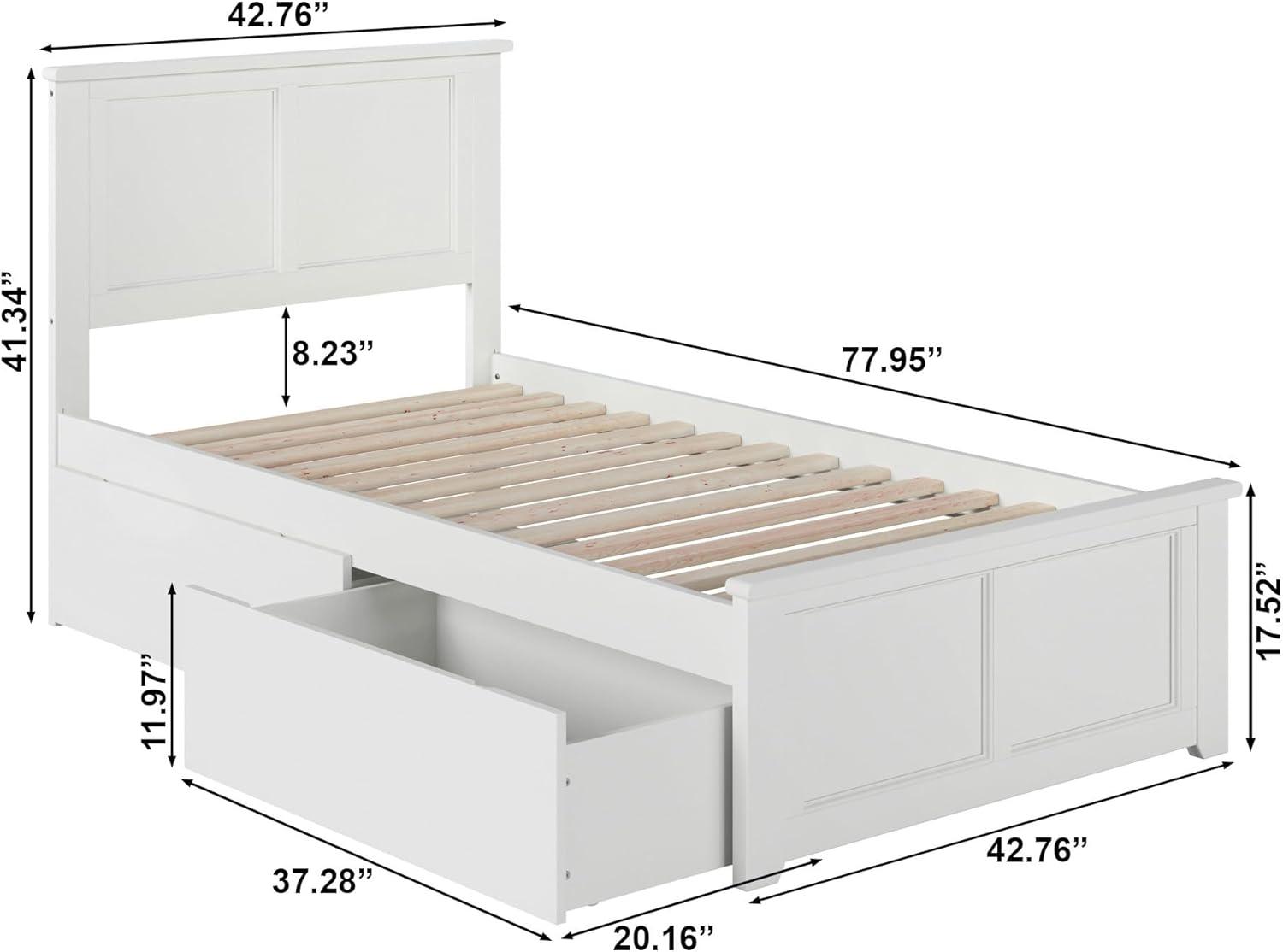 Madison White Twin XL Platform Bed with Matching Foot Board with 2-Urban Bed Drawers