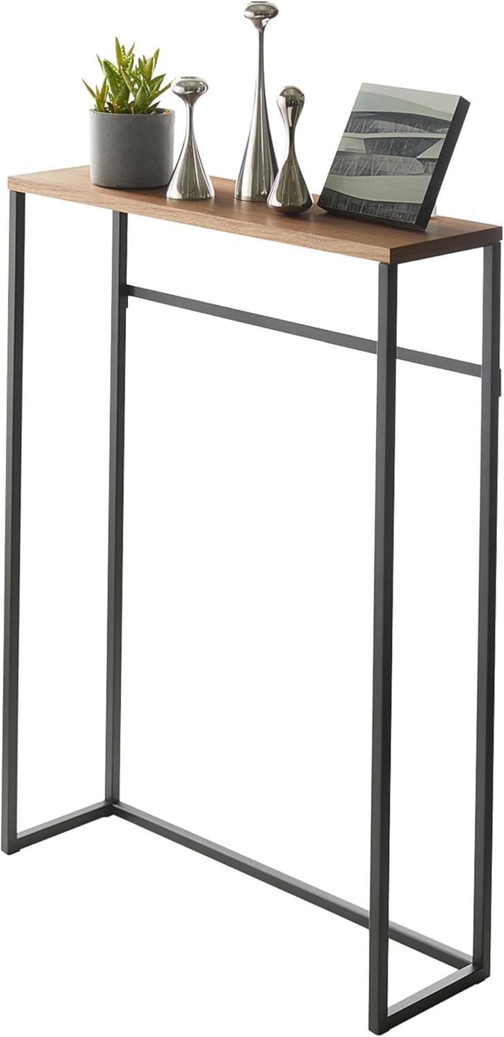 Yamazaki Home Tower Modern Slim Console Table, Metal And Wood Skinny Hallway Table, 32" - Steel
