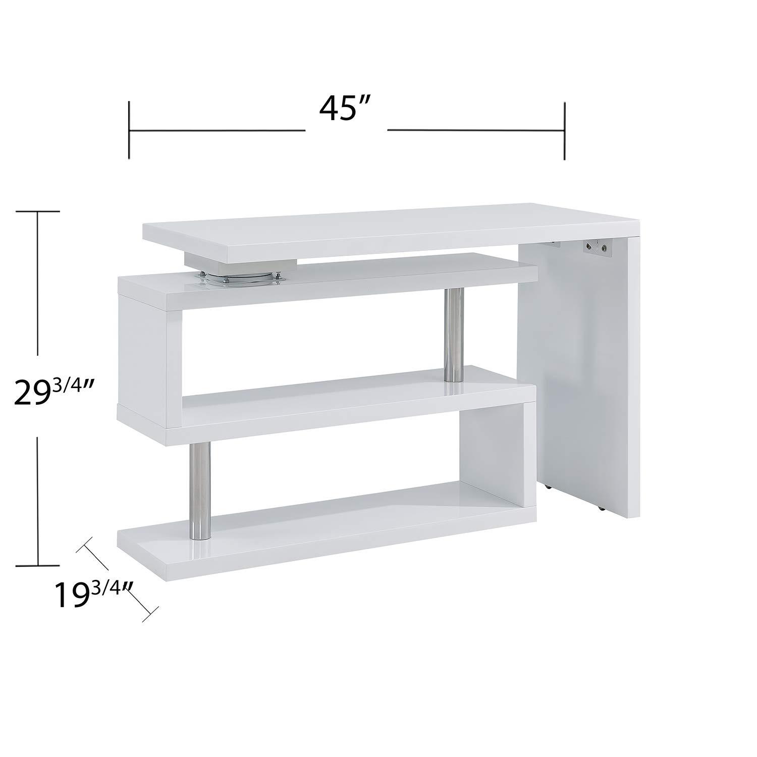 SEI Furniture Yates Adjustable Corner Writing Desk in White and Chrome