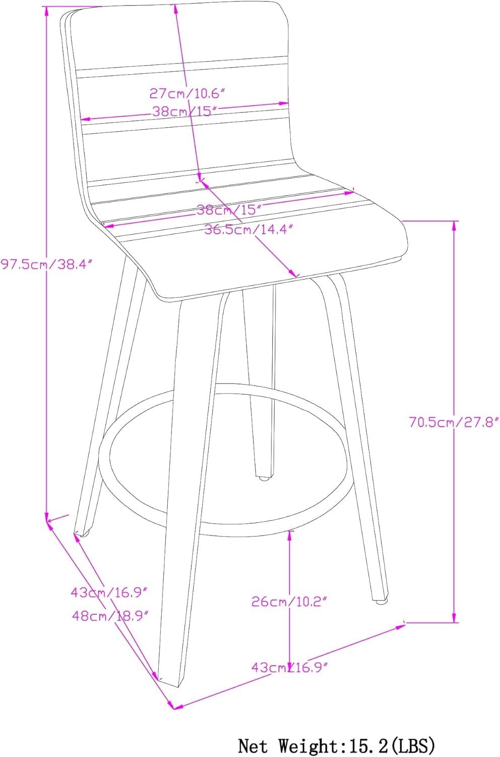 Simpli Home Roland Swivel Upholstered Mid-Century Modern Stool with Padded Seat and Back