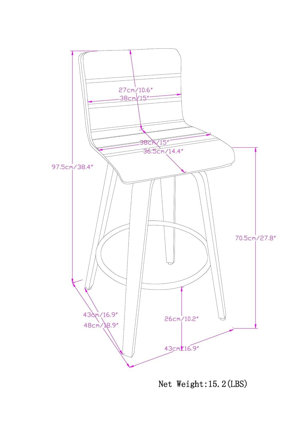 Simpli Home Roland Swivel Upholstered Mid-Century Modern Stool with Padded Seat and Back