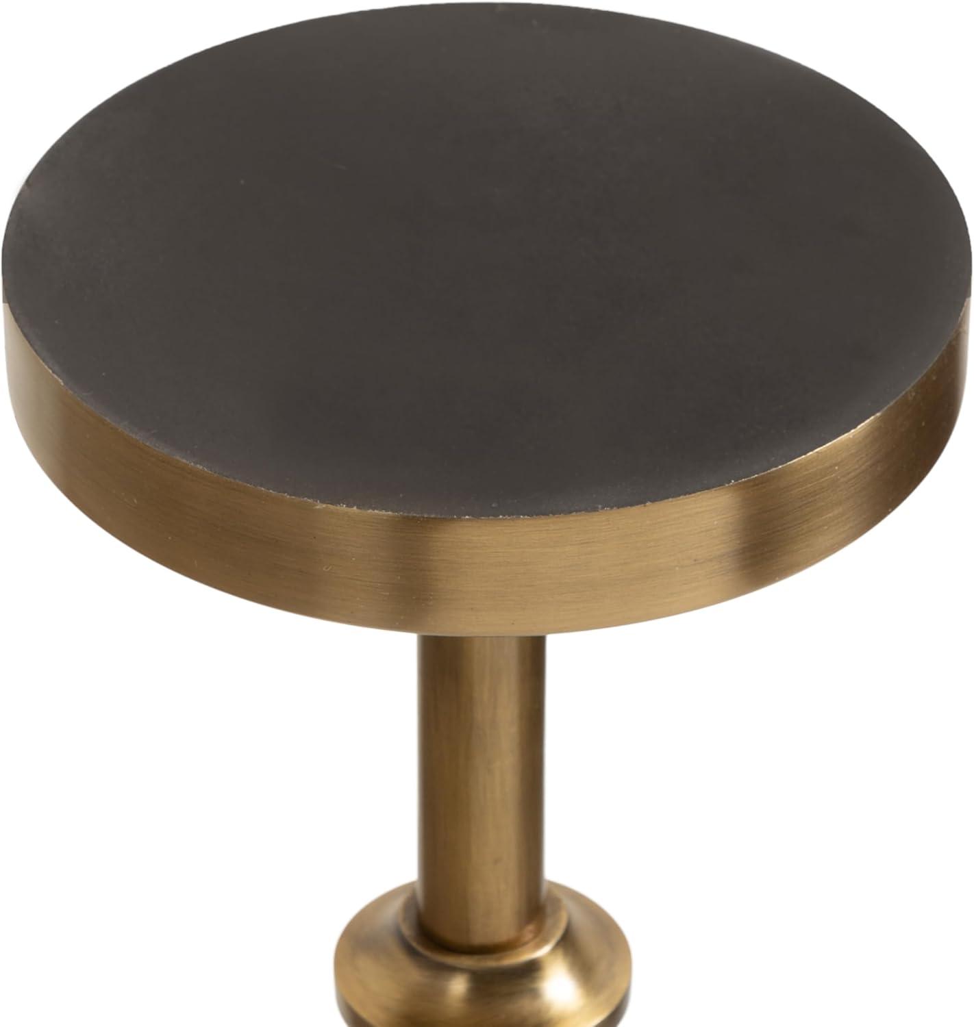 Kate and Laurel Engles Adjustable Marble Table and Plant Stand, 10x10x22, Gold