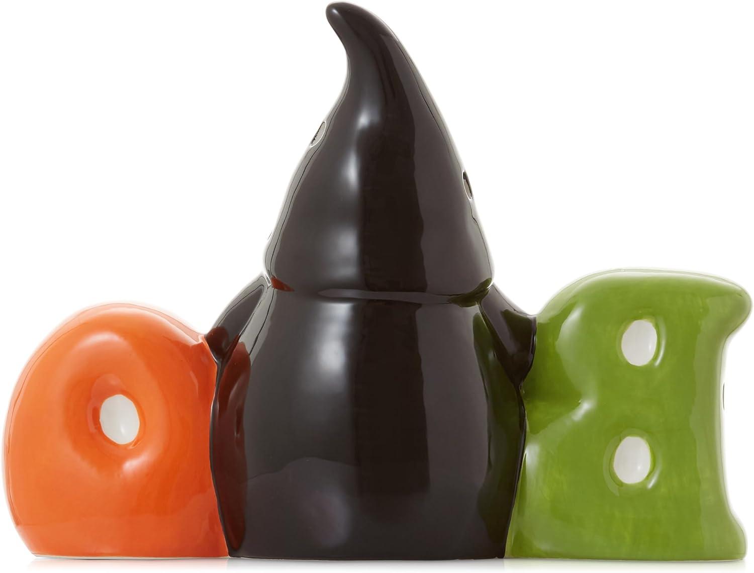 Pre-Lit Ceramic Halloween BOO Gnome Hand-Painted Tabletop Decor