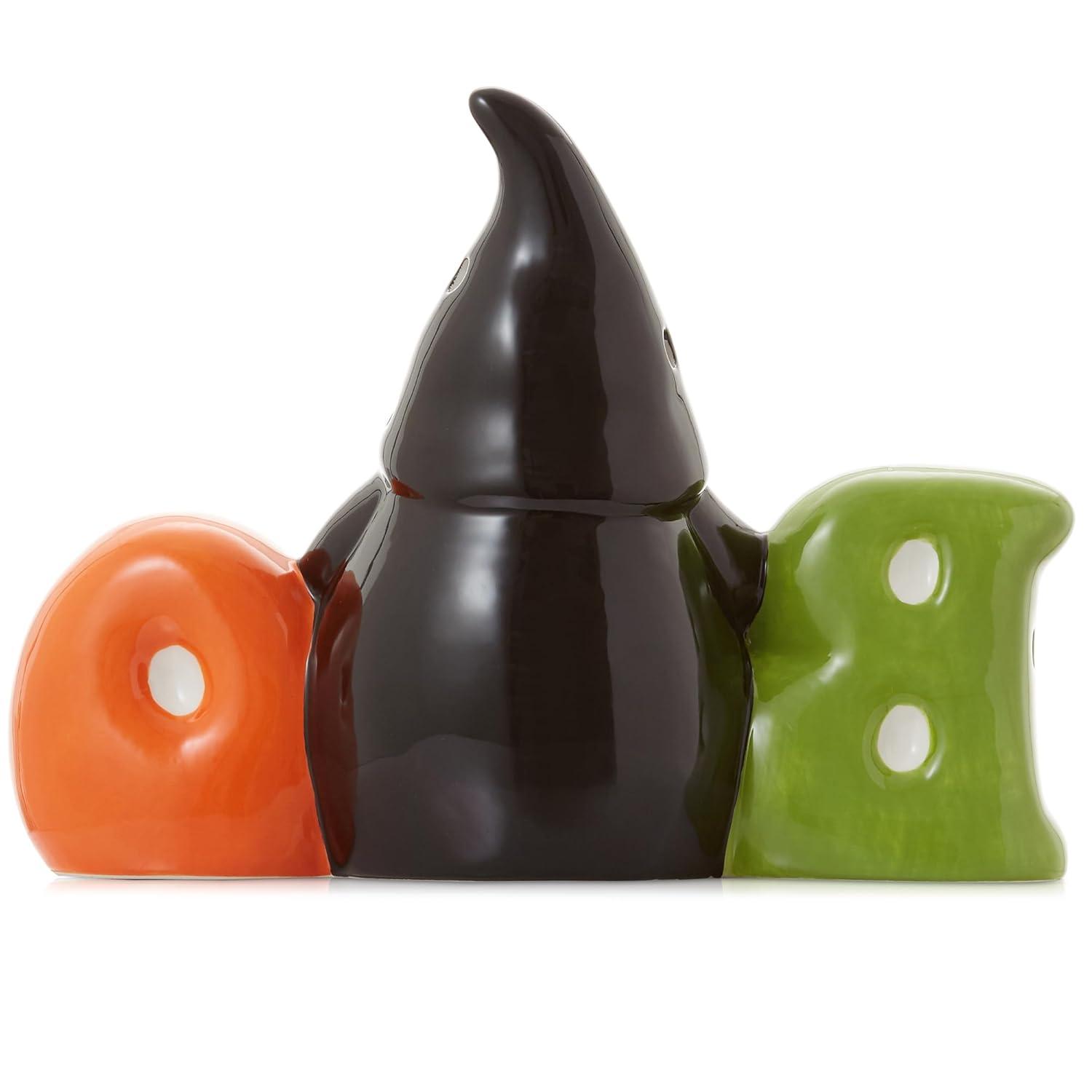 Pre-Lit Ceramic Halloween BOO Gnome Hand-Painted Tabletop Decor