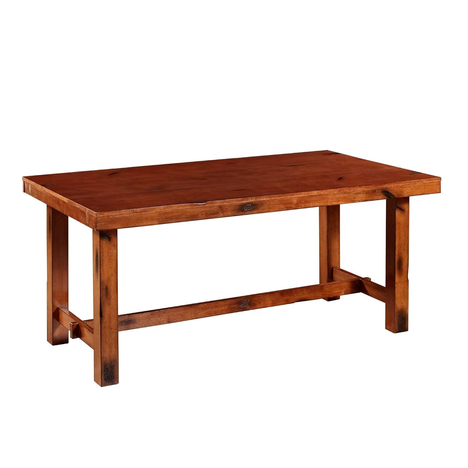 Walker Edison 6-Piece Distressed Dark Oak Wood Dining Set with Bench
