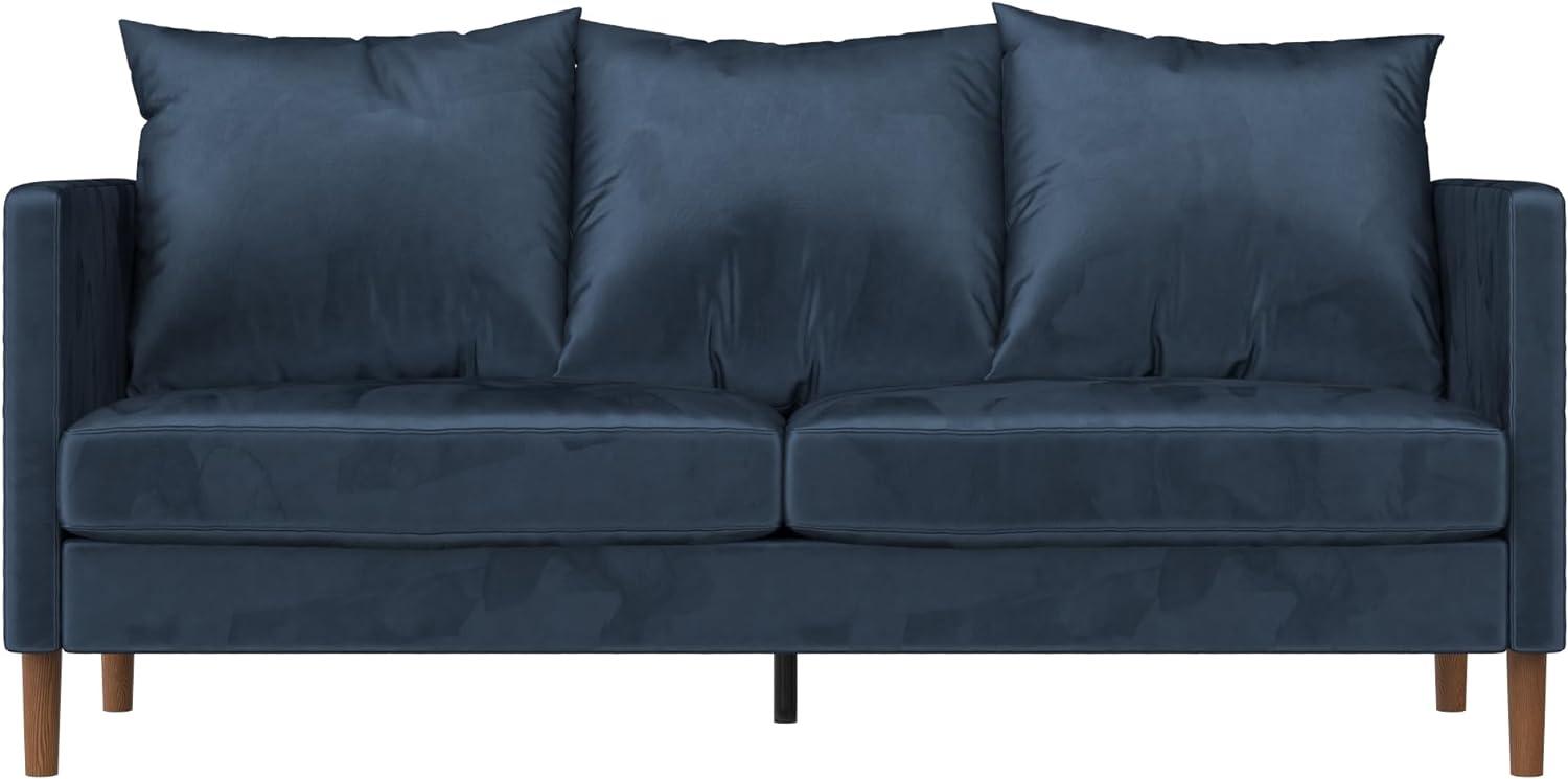 Luxurious Navy Blue Velvet Lawson Sofa with Pillow Back