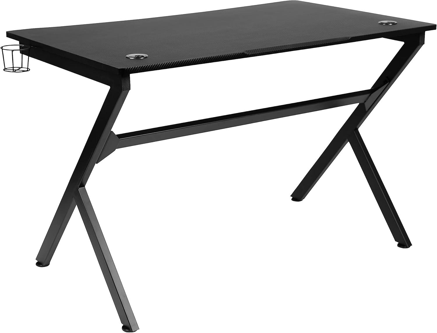 Flash Furniture Gaming Desk 45.25" x 29" Computer Table Gamer Workstation with Headphone Holder and 2 Cable Management Holes