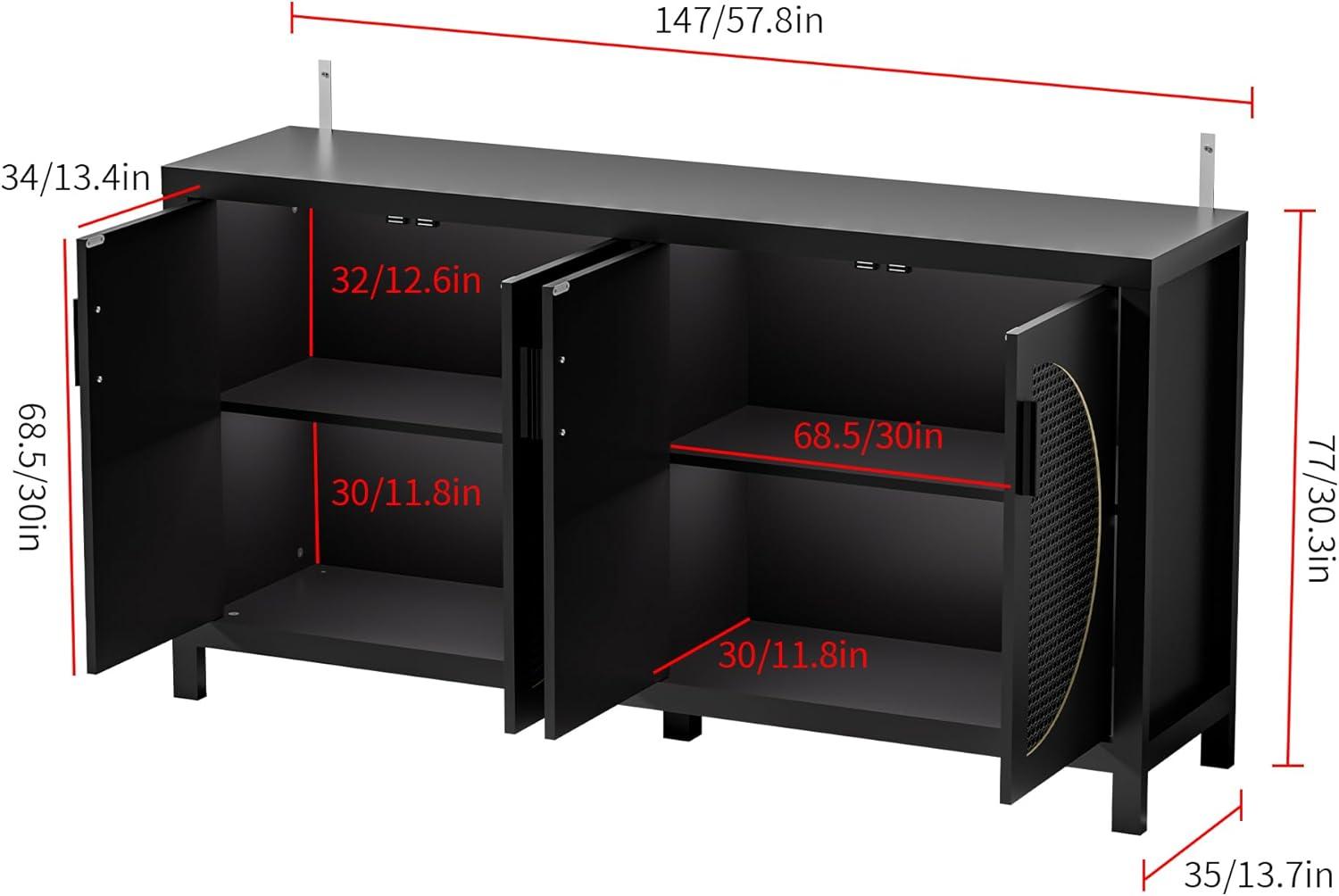 Bay Isle Home™ Buffet Sideboard Cabinets With Storage And Rattan Door