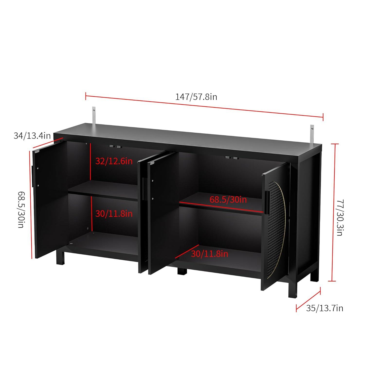 Bay Isle Home™ Buffet Sideboard Cabinets With Storage And Rattan Door