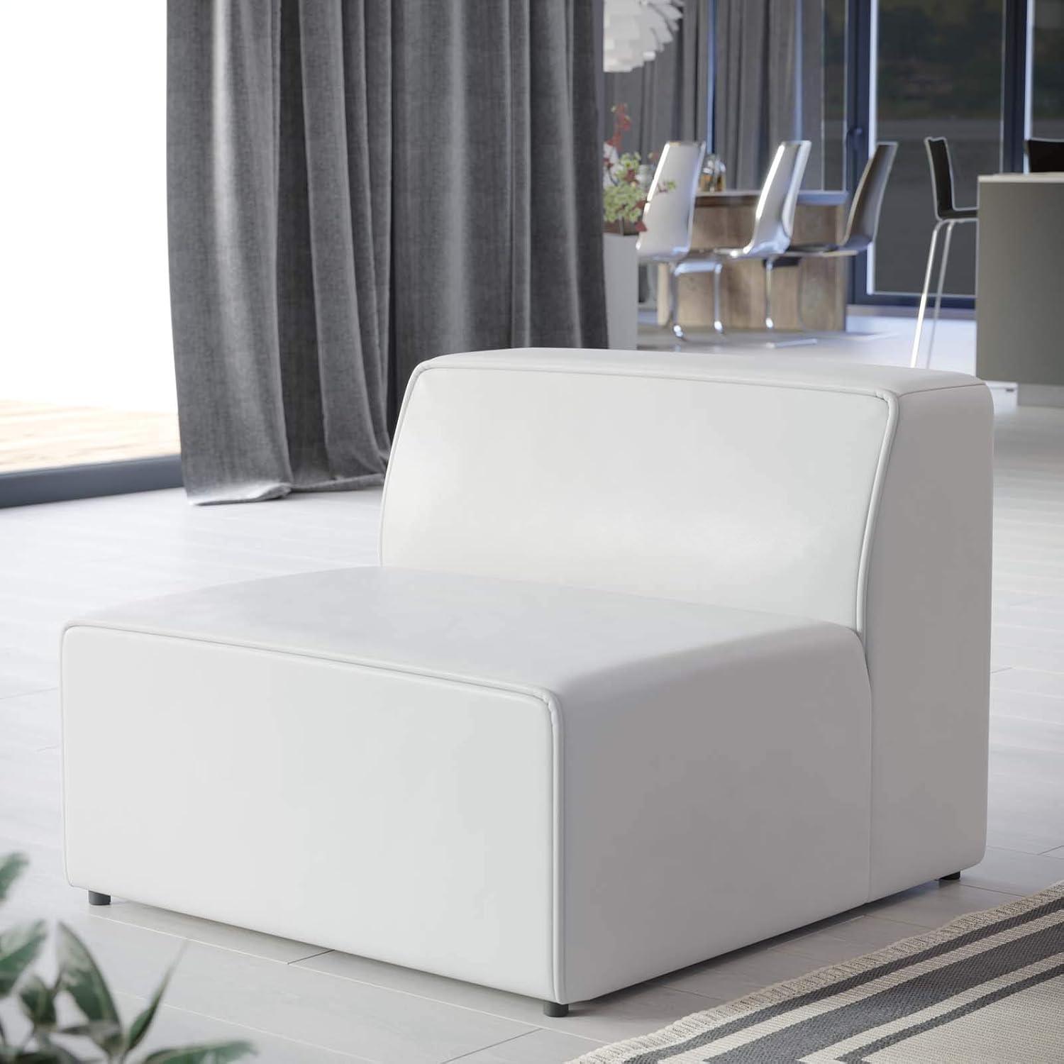 Modway Mingle Vegan Leather Armless Chair in White