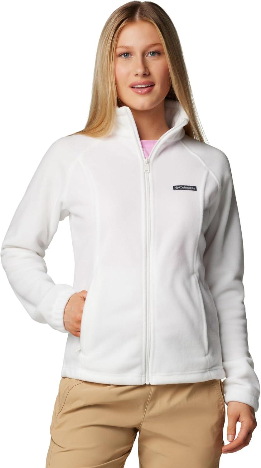 3XL White Fleece Polyester Casual Zip Jacket