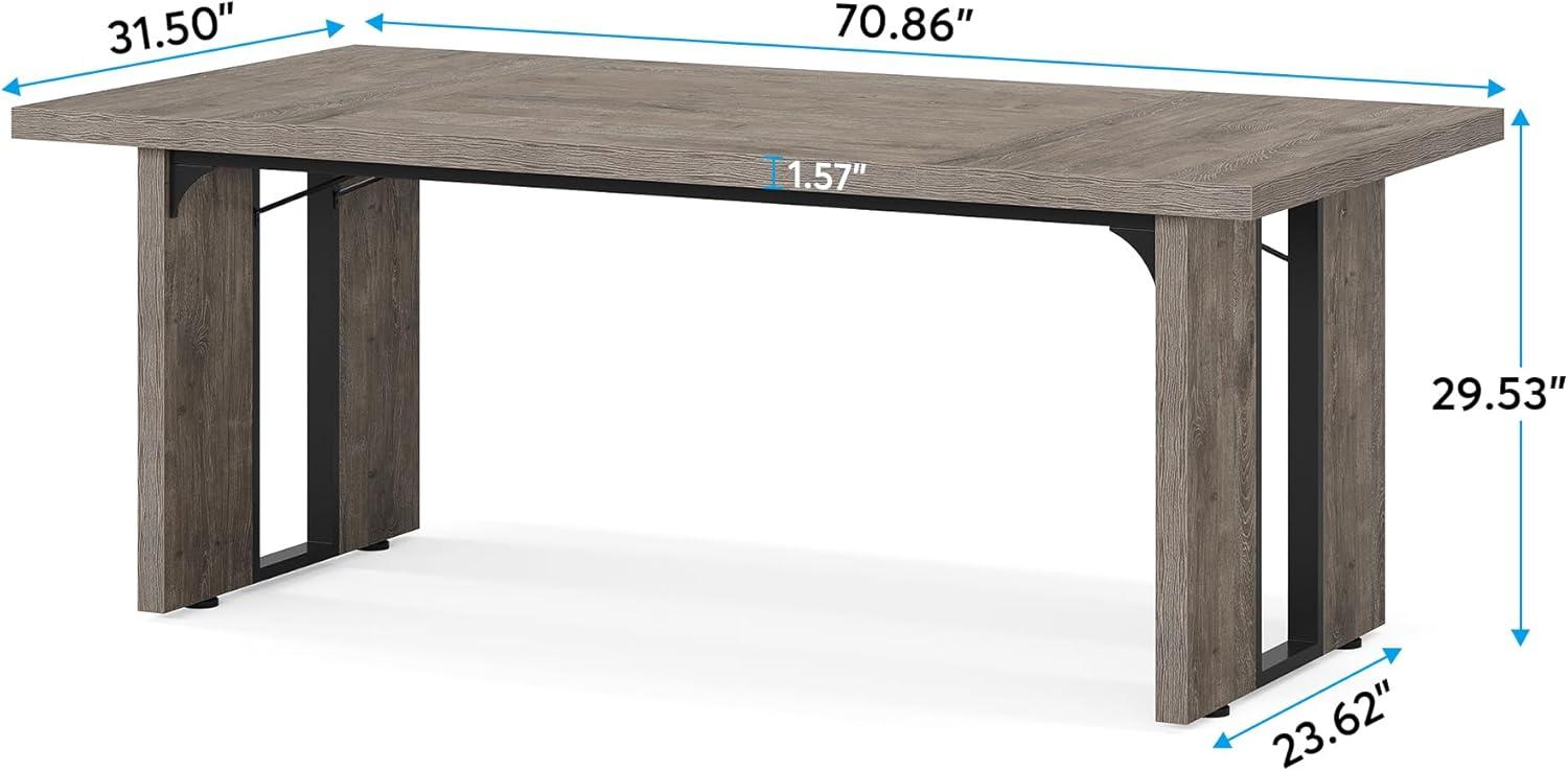 Gray 70.9" Modern Executive Computer Desk with Metal Legs