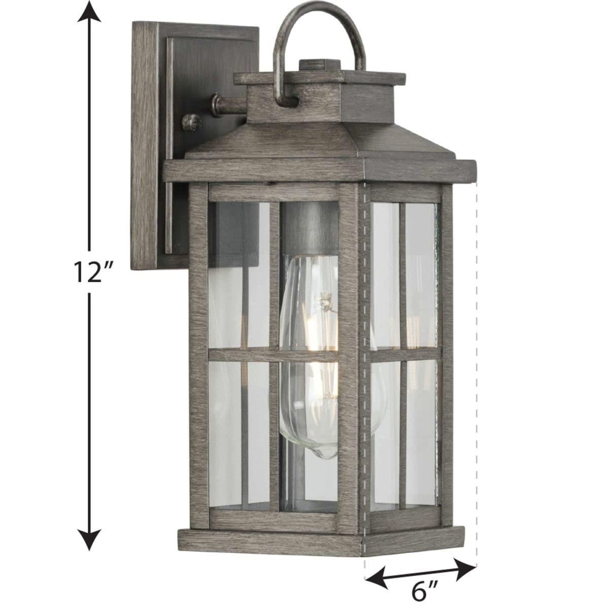 Progress Lighting Williamston 1-Light Antique Bronze Farmhouse Outdoor Large Wall Lantern with Clear Glass Shade
