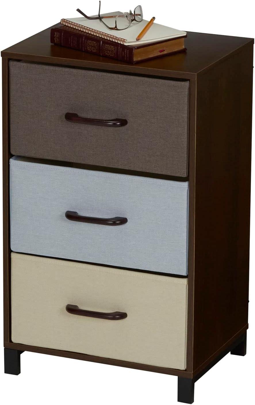 Compact 3-Drawer Earth-Tone Storage Chest with Steel Frame