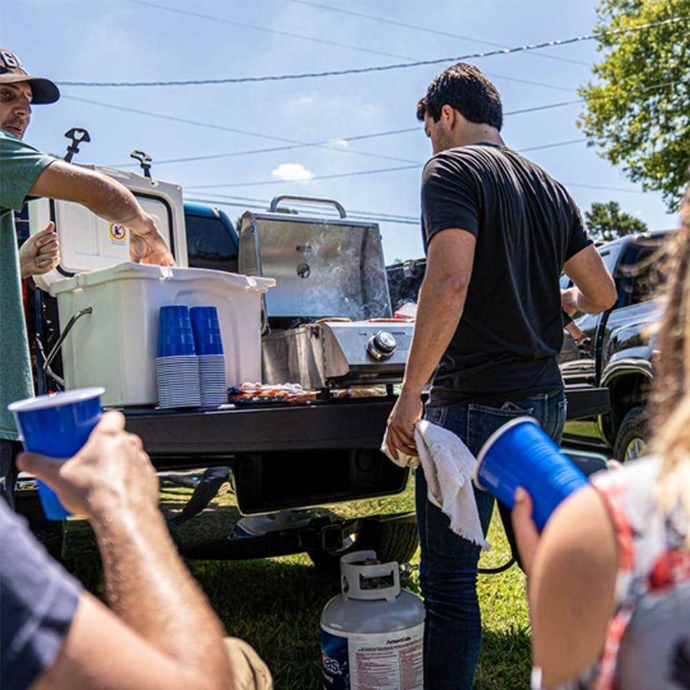 Monument Grills 13742,2-Burner Portable Stainless Steel Tabletop Propane Gas Grill with High Lid and Travel Locks, 15,000 BTU – Perfect for Family BBQs