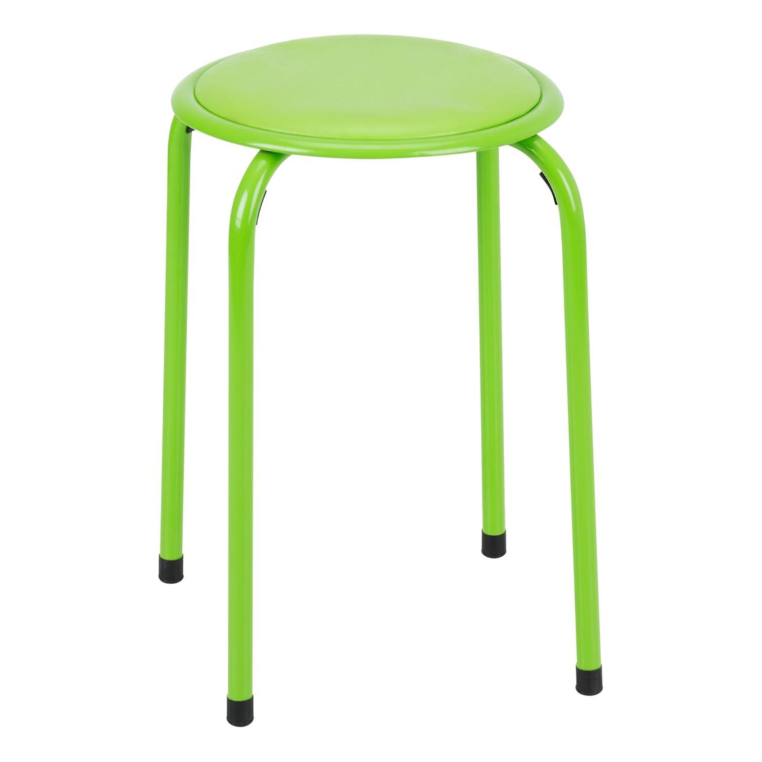 Fat Catalog Assorted Primary Color Metal Stack Stool with Padded Seat 17" seat height (5 Pack)