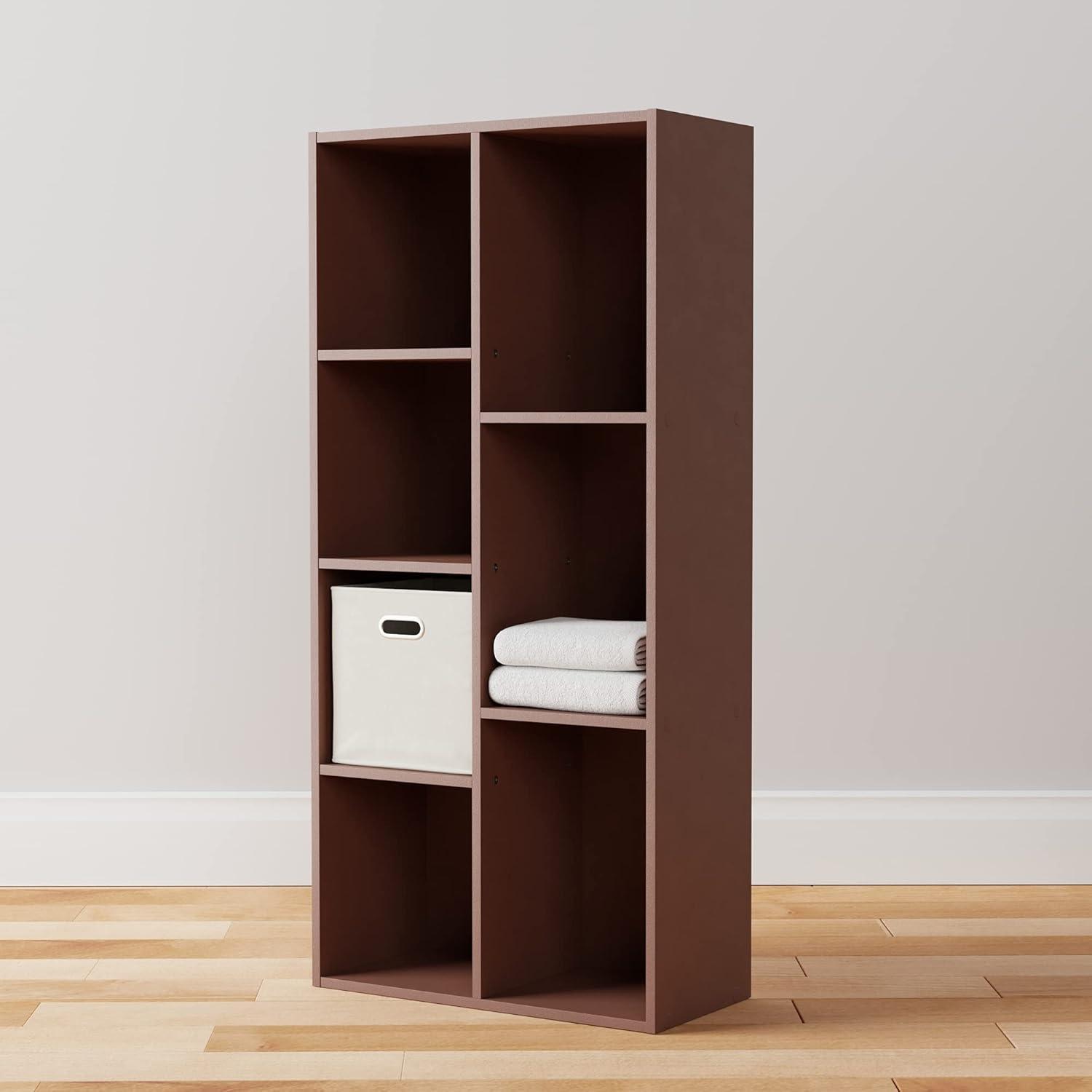 7 Cube Organizer Bookcase, Espresso, 9.3 x 19.5 x 41.7 in