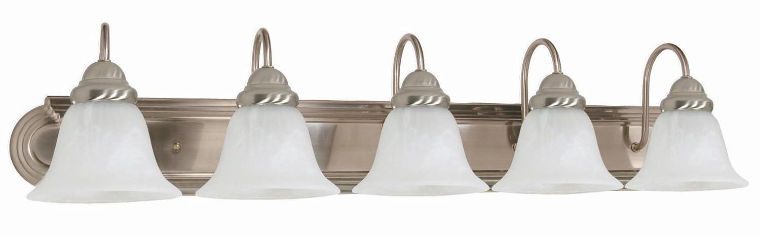Brushed Nickel 36" 5-Light Vanity Fixture with Alabaster Glass