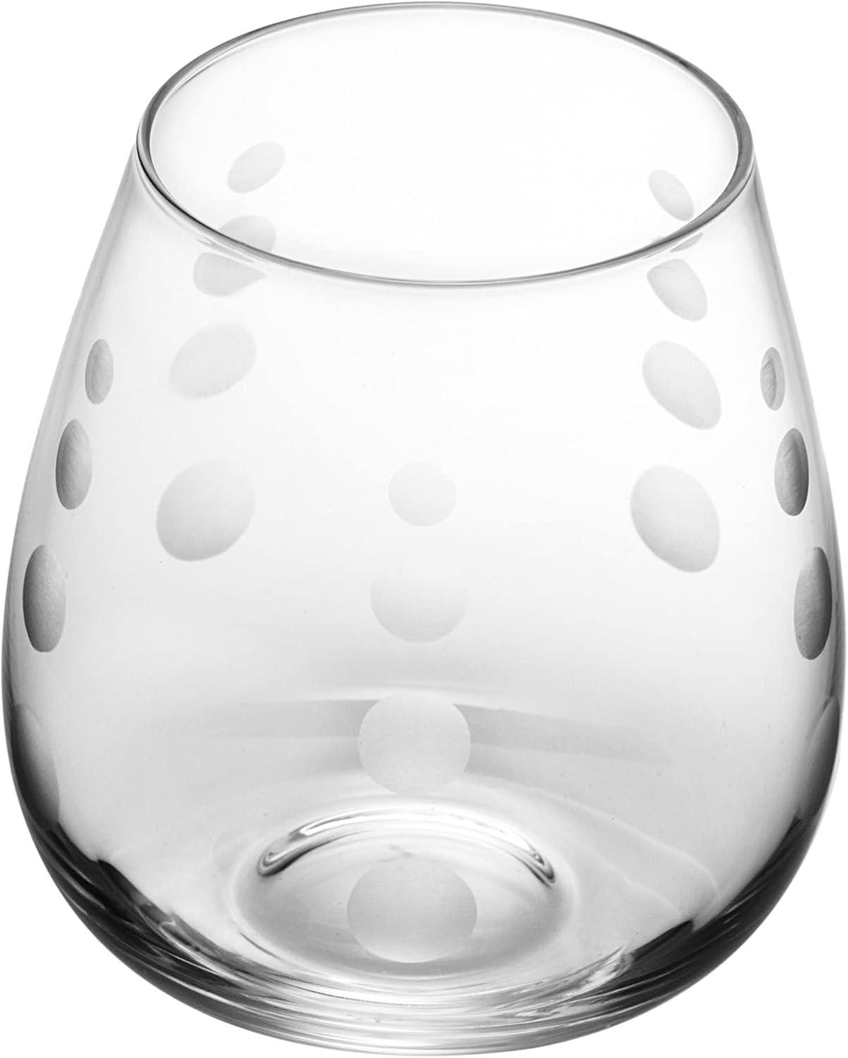 Mikasa Cheers 14-Ounce Etched Stemless Wine Glass Set