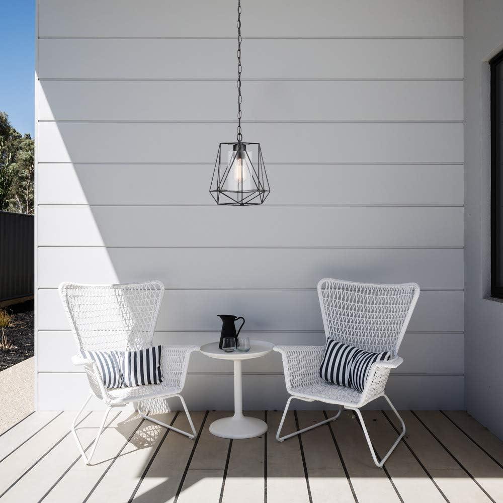 Globe Electric Sansa 1-Light Outdoor/Indoor Pendant, Black, Clear Glass Inner Shade,44299, Bulb Not Included
