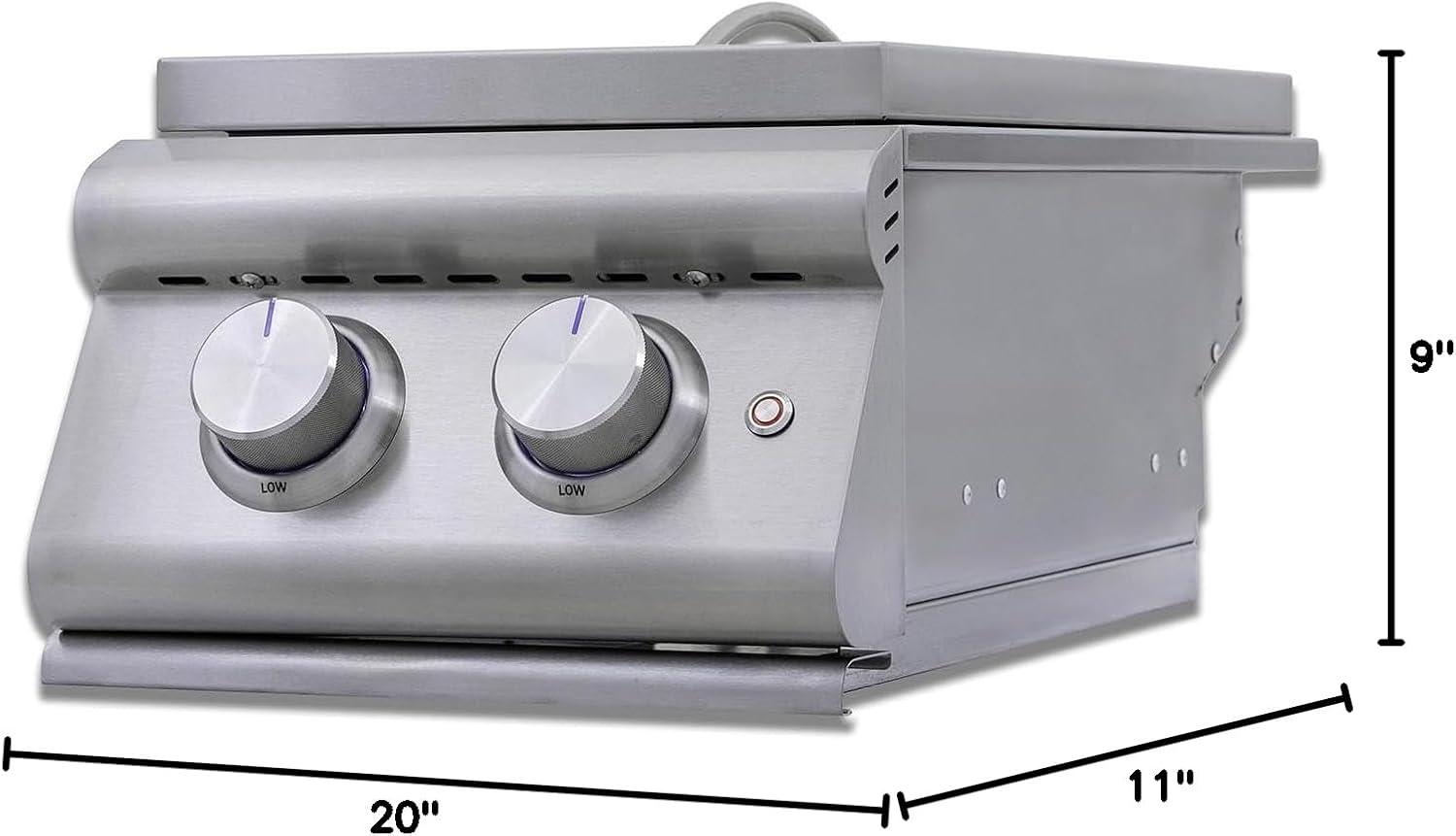 Blaze LTE+ Natural Gas Stainless Steel Double Side Burner w/ Lid - BLZ-SB2-LTE3-NG