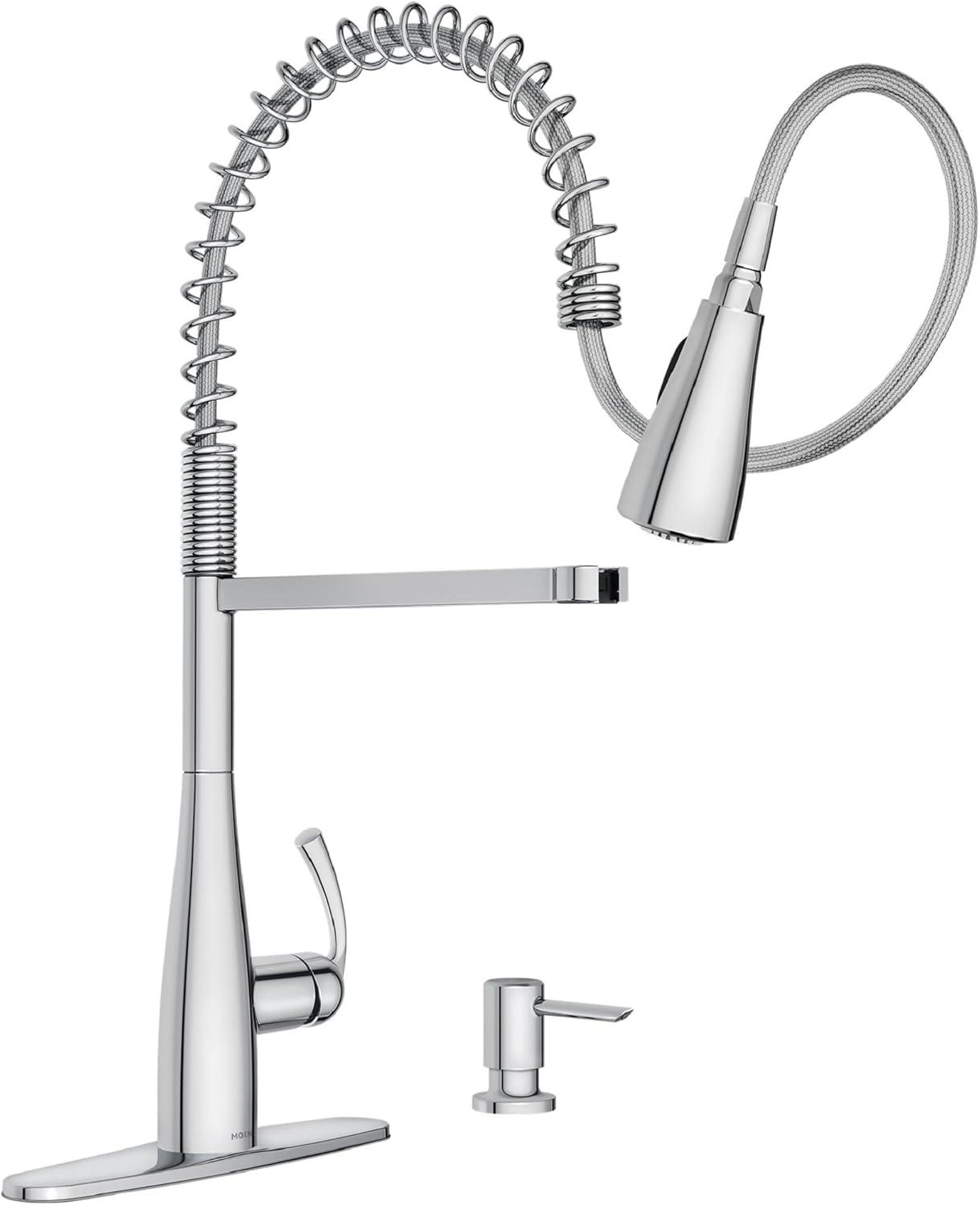 Essie Chrome High Arc Pull-Down Kitchen Faucet with Soap Dispenser