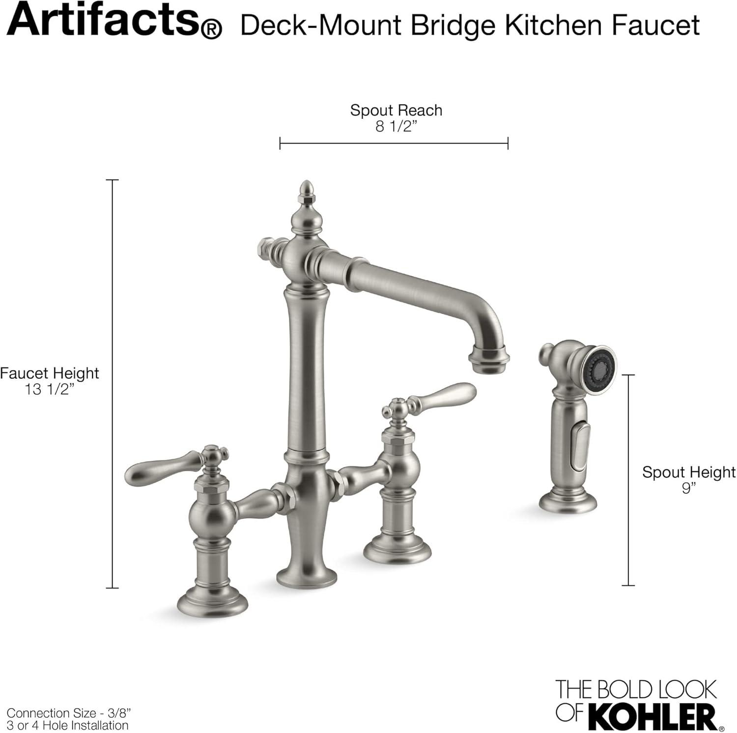 Polished Chrome Victorian Bridge Kitchen Faucet with Lever Handles