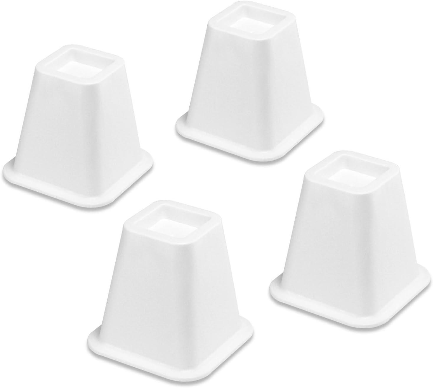 Whitmor Under Bed Storage & Furniture Risers - White - Set of 4 - Dimensions: 6.375 L x 6.375 W x 6.0 H inches