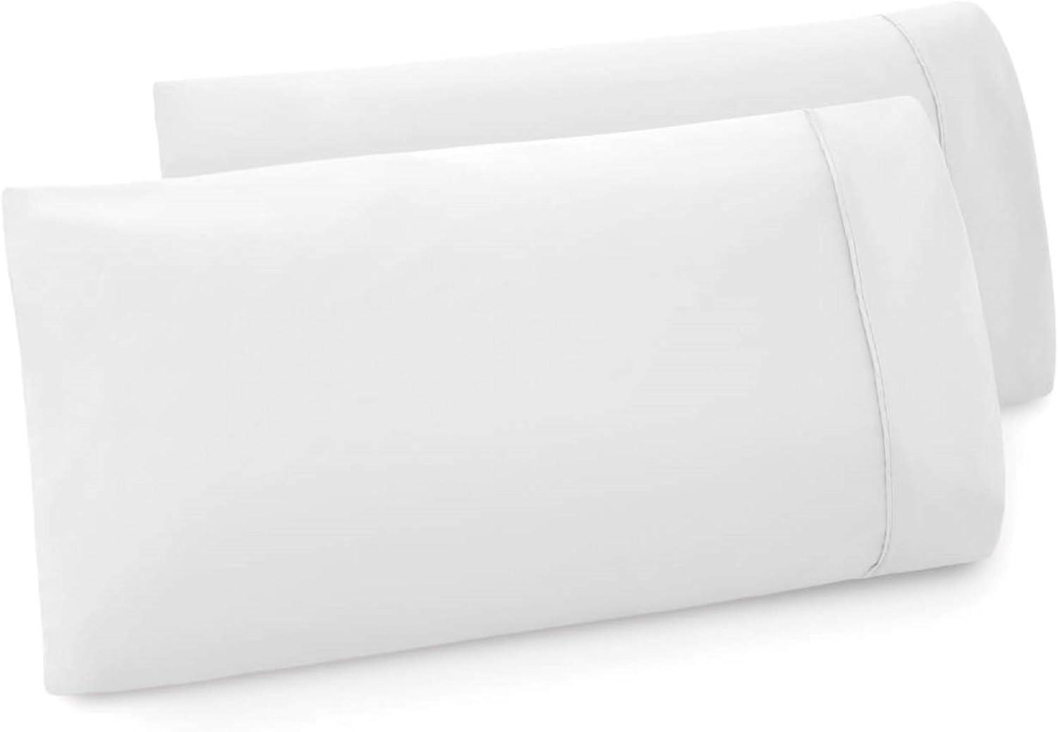 White Double Brushed Microfiber Queen Pillowcase Set