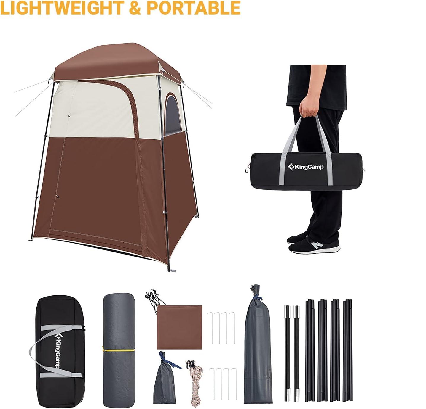 KingCamp Shower Tent, Portable Camping Bathroom Tent with 5 Gallon Solar Heated Bag, Outdoor Privacy Changing Room Tent, Privacy Shelter for Toilet, Dressing Outdoor Camping, Hiking