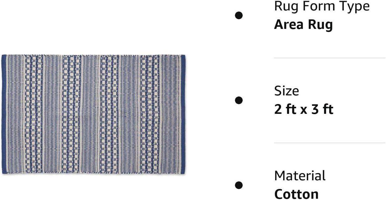 DII French Blue Dobby Stripe Hand-Loomed Rug 2x3 Ft