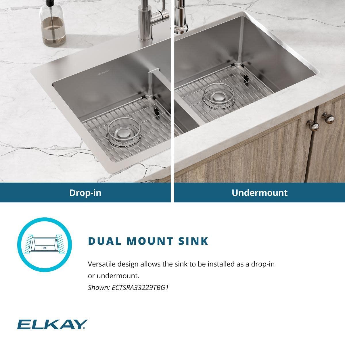 Crosstown Stainless Steel 33" L x 22" W Double Basin Dual Mount Kitchen Sink