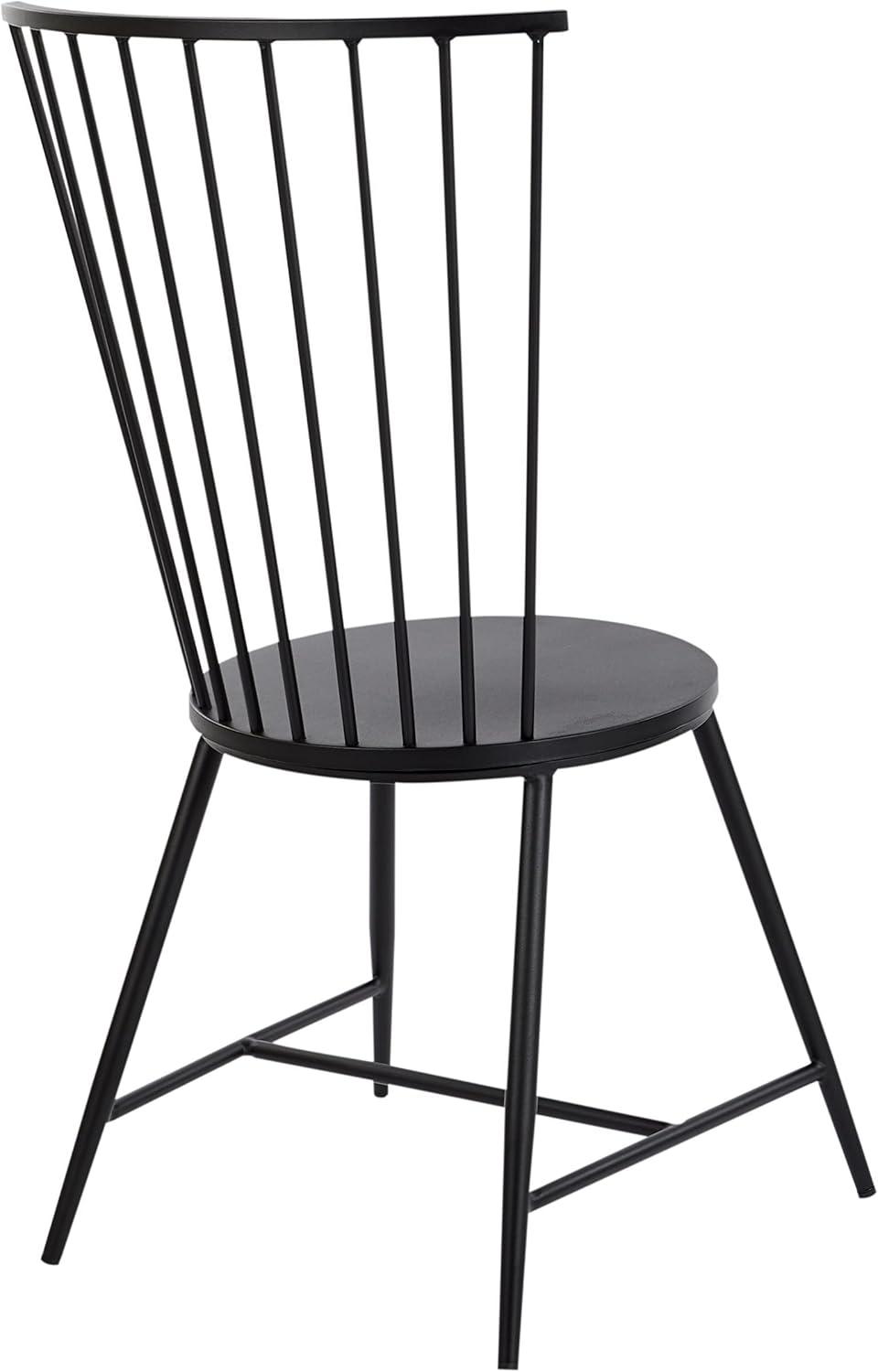 Sleek Minimalist Windsor Metal Side Chair in Black