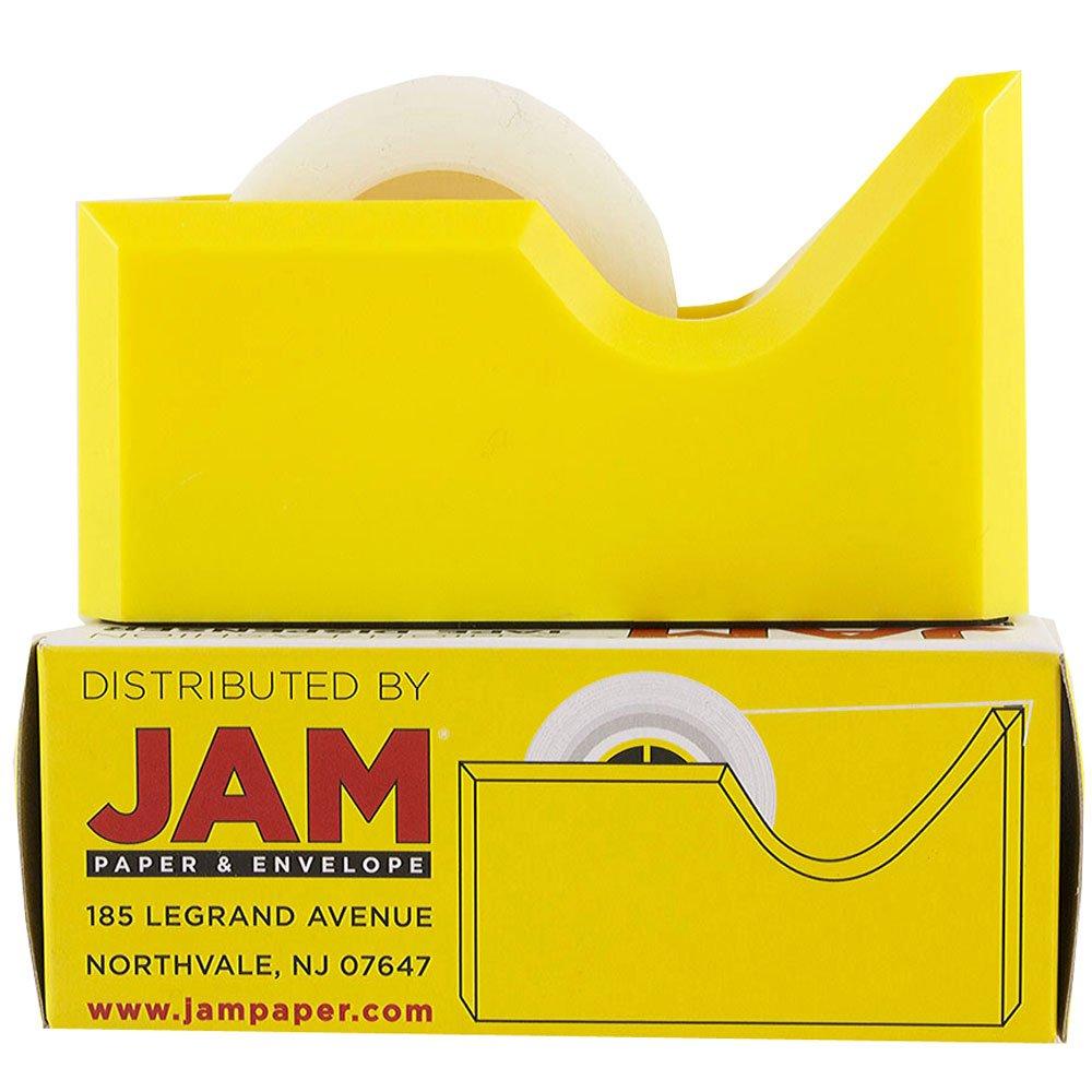 JAM Paper Colorful Desk Tape Dispensers - Yellow: Plastic Stationery for School & Office