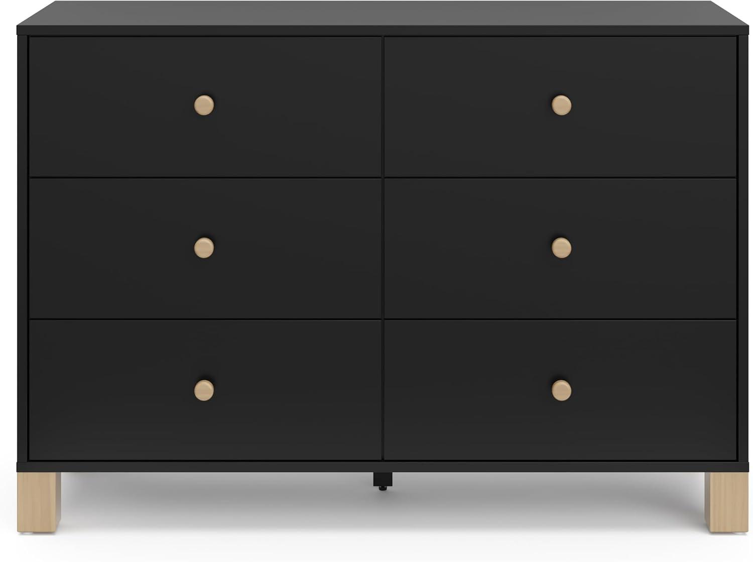 Black and Driftwood 6-Drawer Nursery Dresser