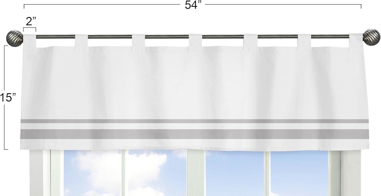 White and Gray Hotel Cotton Tab Top Tailored Curtain Valance