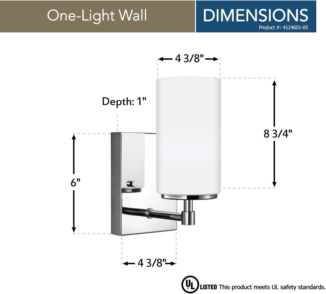 Sea Gull Lighting 4124601-05 Alturas Contemporary One Light Wall/Bath Sconce Vanity Style Fixture, Chrome Finish