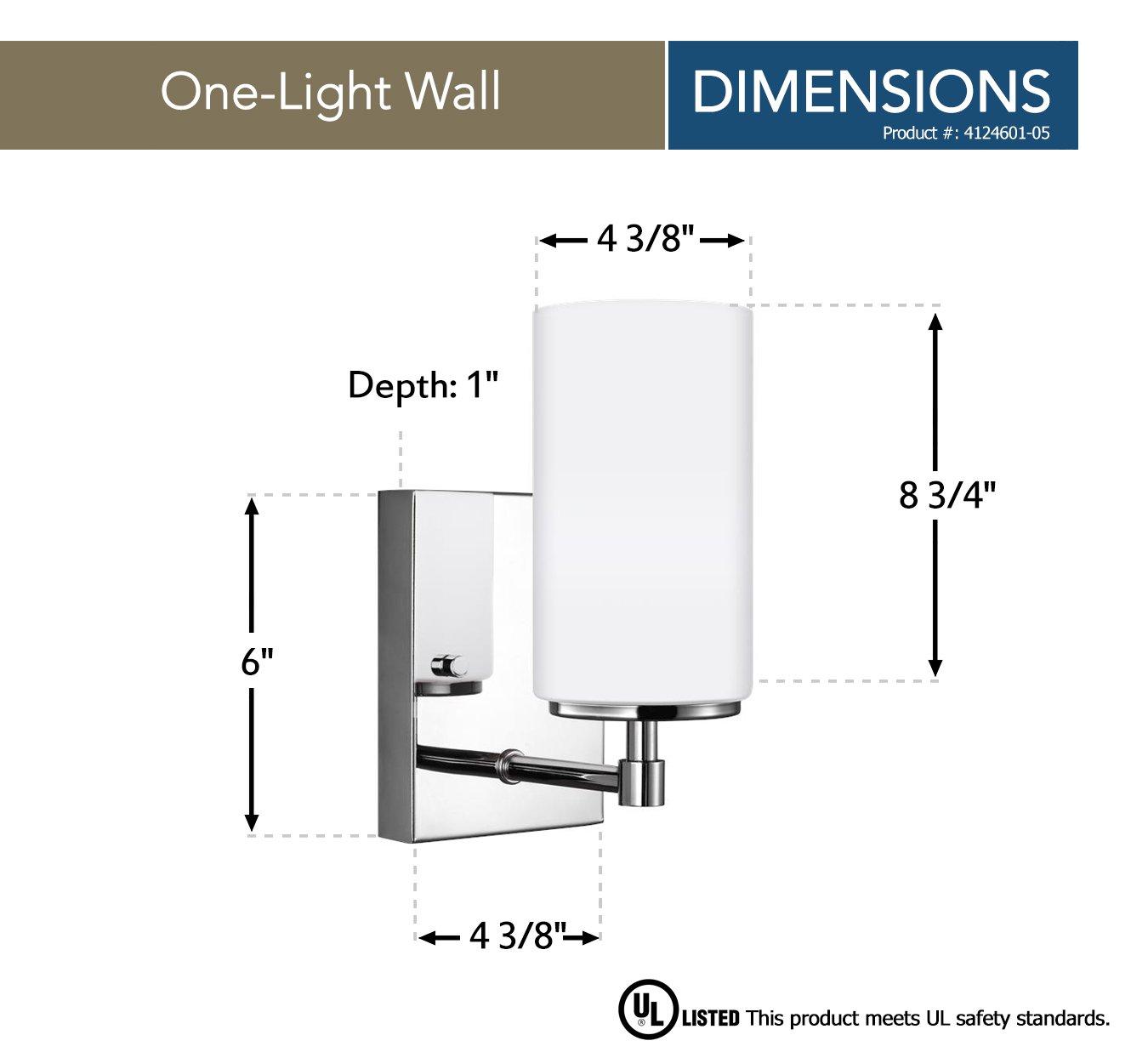 Sea Gull Lighting 4124601-05 Alturas Contemporary One Light Wall/Bath Sconce Vanity Style Fixture, Chrome Finish