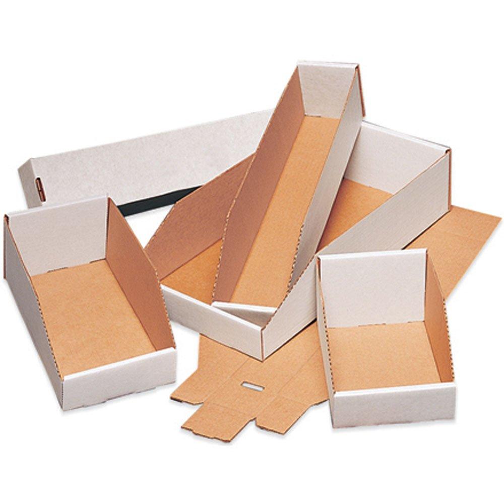 The Packaging Wholesalers Open Top Bin Boxes 6" x 24" x 4 1/2" White 50/Bundle BSBINMT624