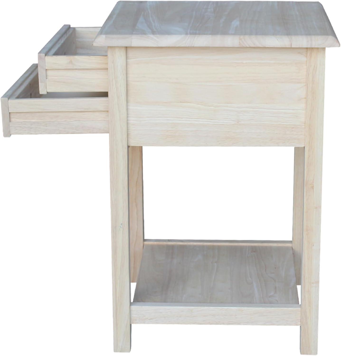 Lamp Table with 2 Drawers - International Concepts: Solid Parawood, Square, Traditional Style