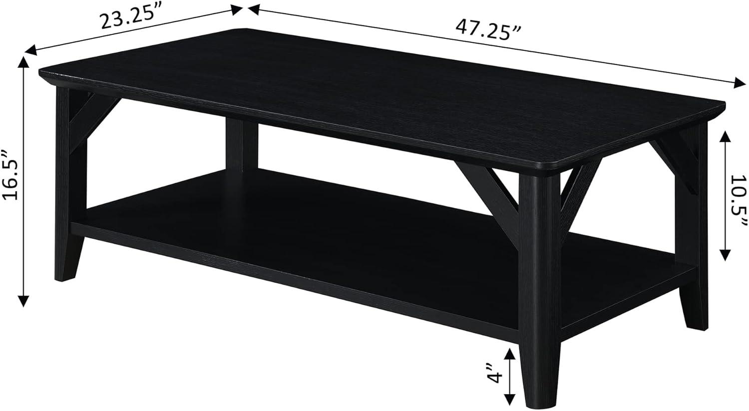 Convenience Concepts Winston Coffee Table with Shelf, Black