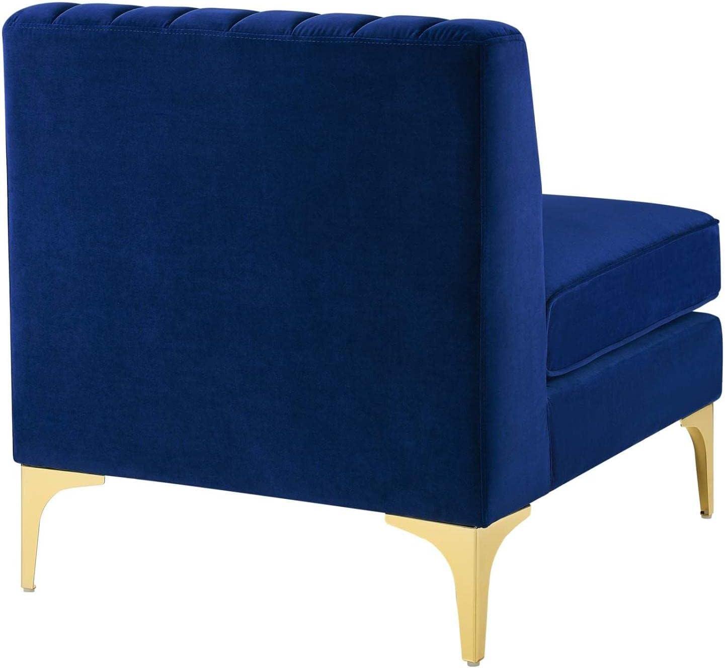 Modway Triumph Modern Channel Tufted Performance Velvet Armless Chair in Navy