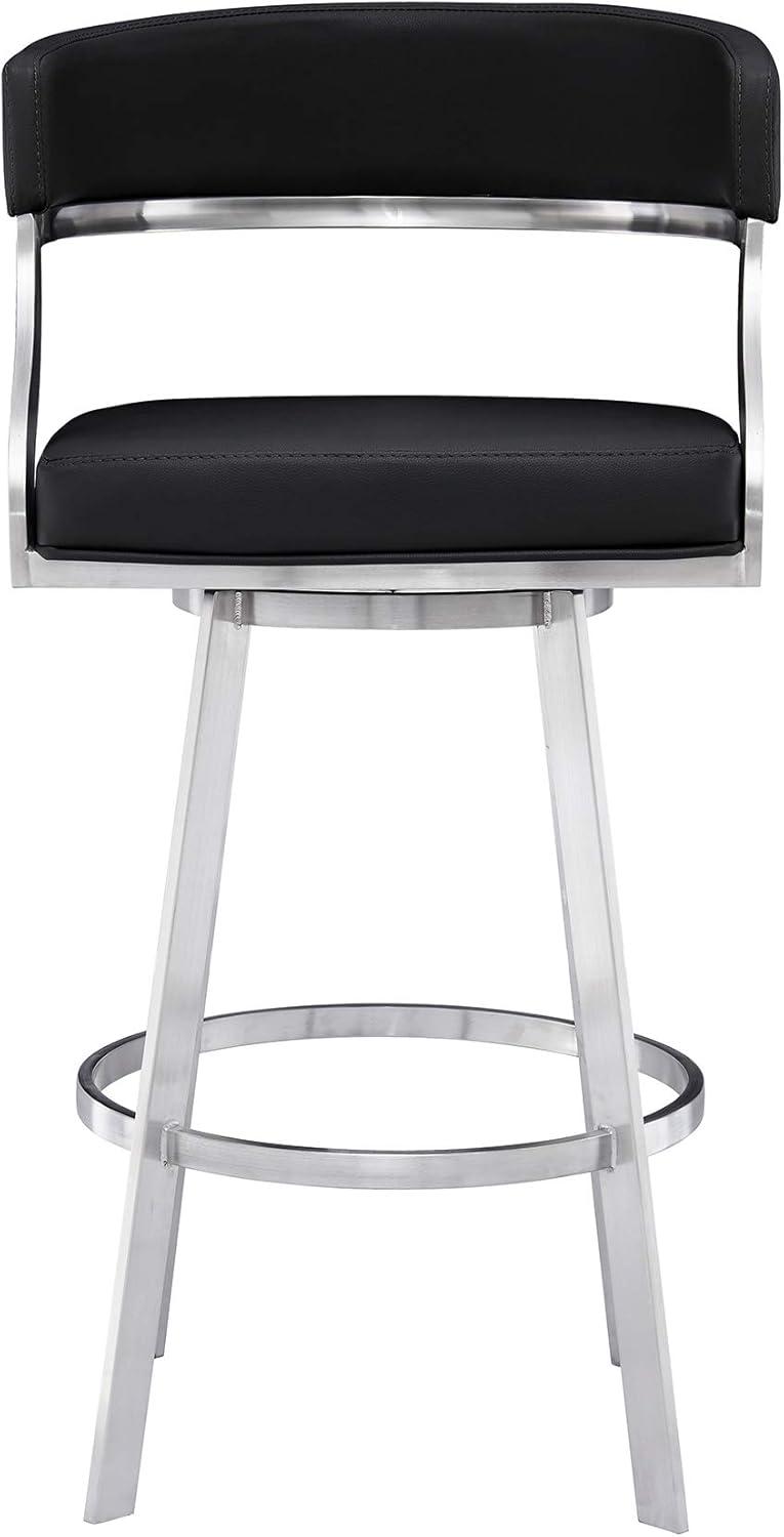 26" Saturn Faux Leather Counter Height Barstool: Swivel, Low Back, Armen Living