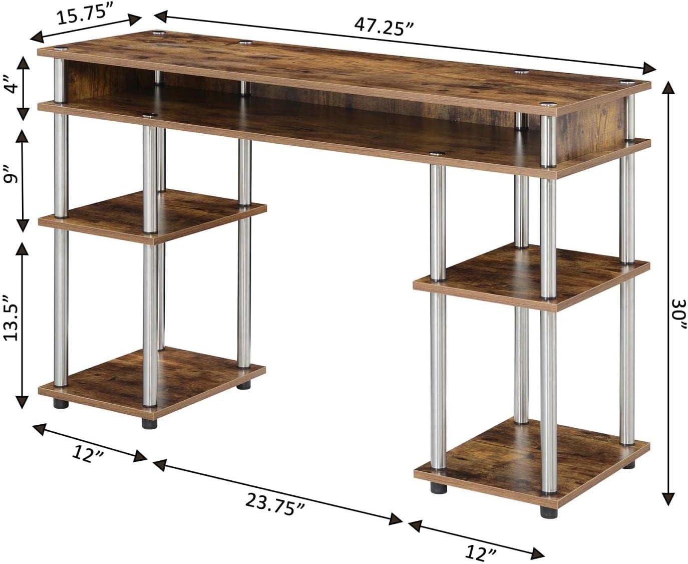 Convenience Concepts Designs2Go 30" Tall No Tools Student Desk with Shelves, Barnwood