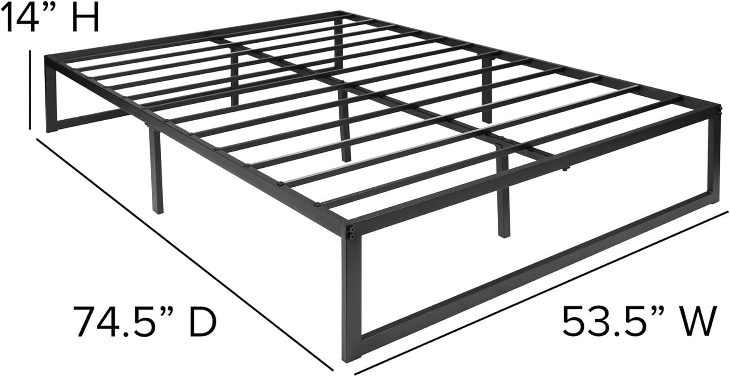 Flash Furniture Modern Steel Platform Bed Frame, Black, Full