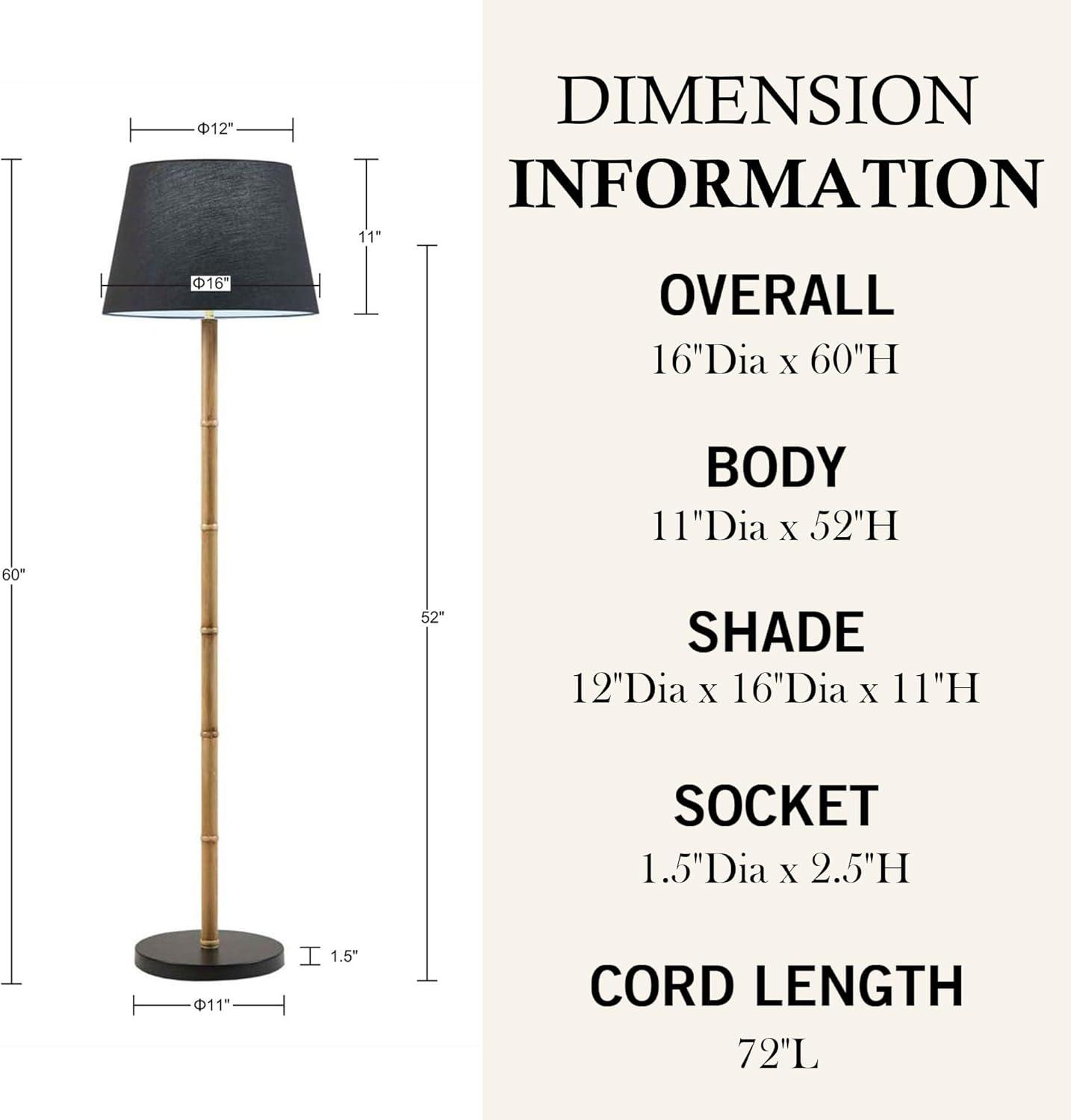 Nassau Metal Bamboo Floor Lamp 60"H