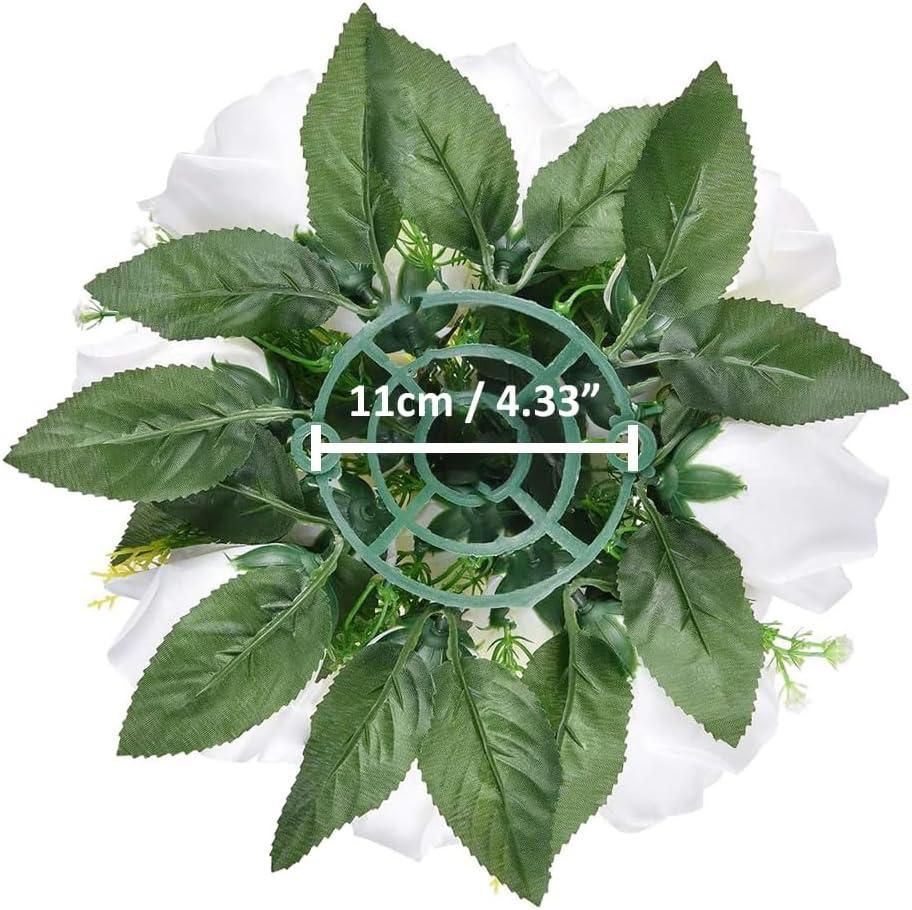 Nuptio Set of 10 White Rose Artificial Flower Kissing ball, 15 Heads Fake Peony Silk Flowers Bouquet for Centerpiece Wedding Birthday Party Home Table Decor